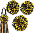 3Pcs Black and Gold Homecoming Mum Flowers, 6.5 Inch Artificial Mum Flowers