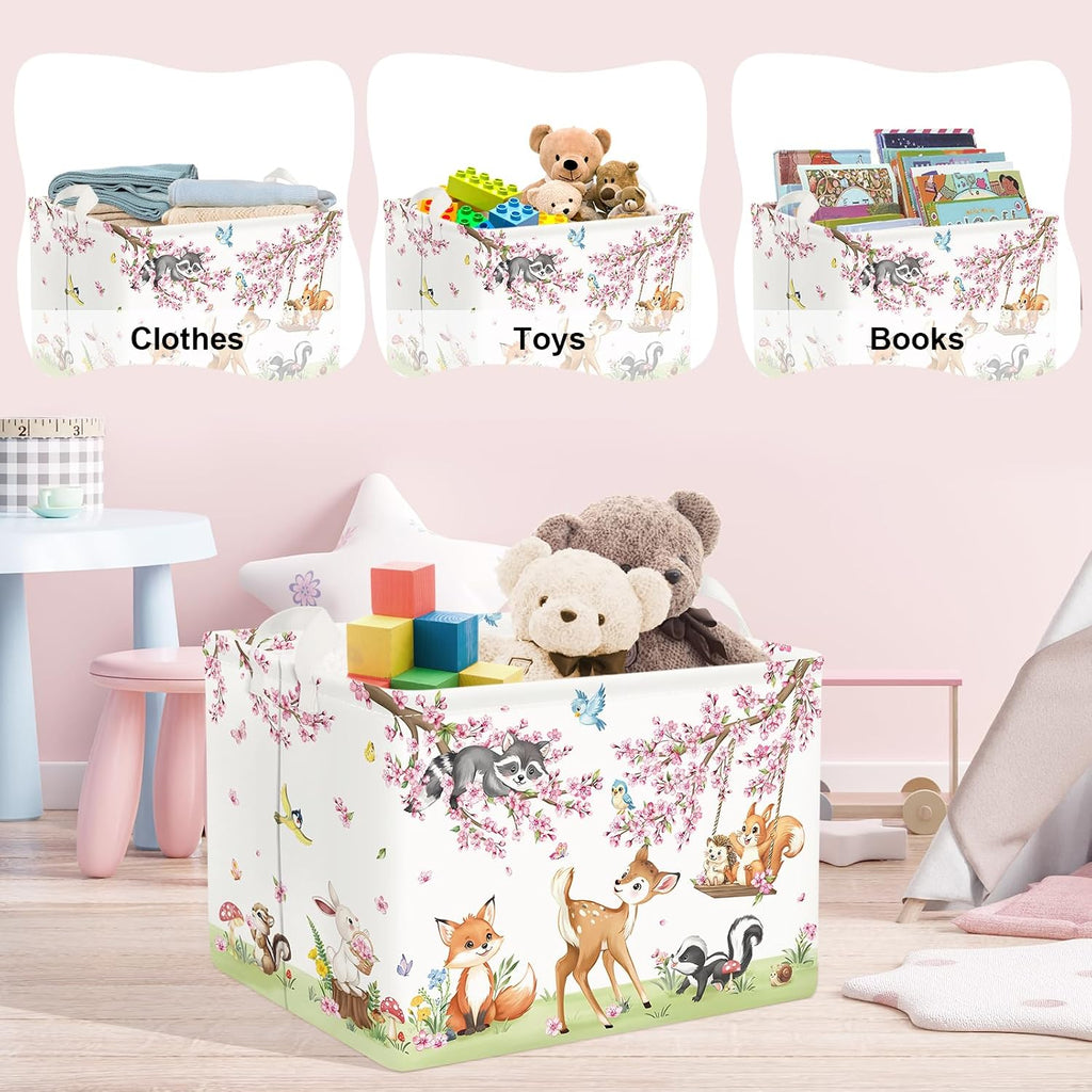 Clasty Animal Flower Kid Storage Basket Foldable Laundry Hamper, 36L Deer