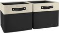 RiverRidge Two-Tone Folding Storage Bins - 2-pack of 10in Tall Black Cubes
