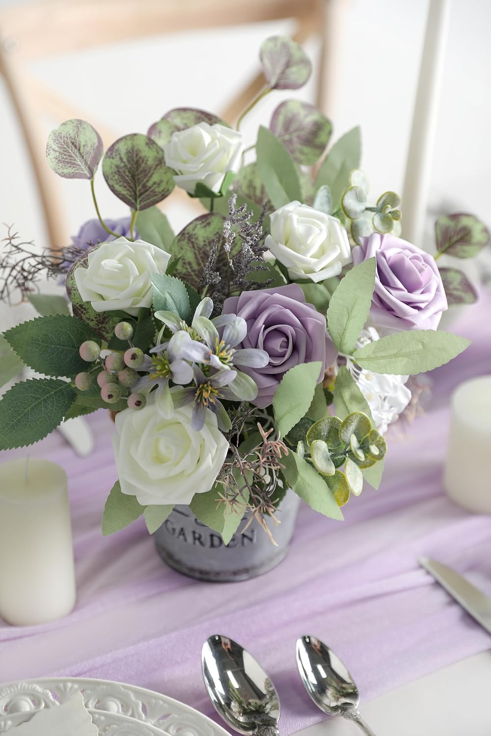 Serra Flora Artificial Greenery Spray Box Set(Pack of 38pcs) with 9 Kinds of DIY Wedding Bouquet Filler Table Centerpieces and Floral Arrangement (Lilac & Green)