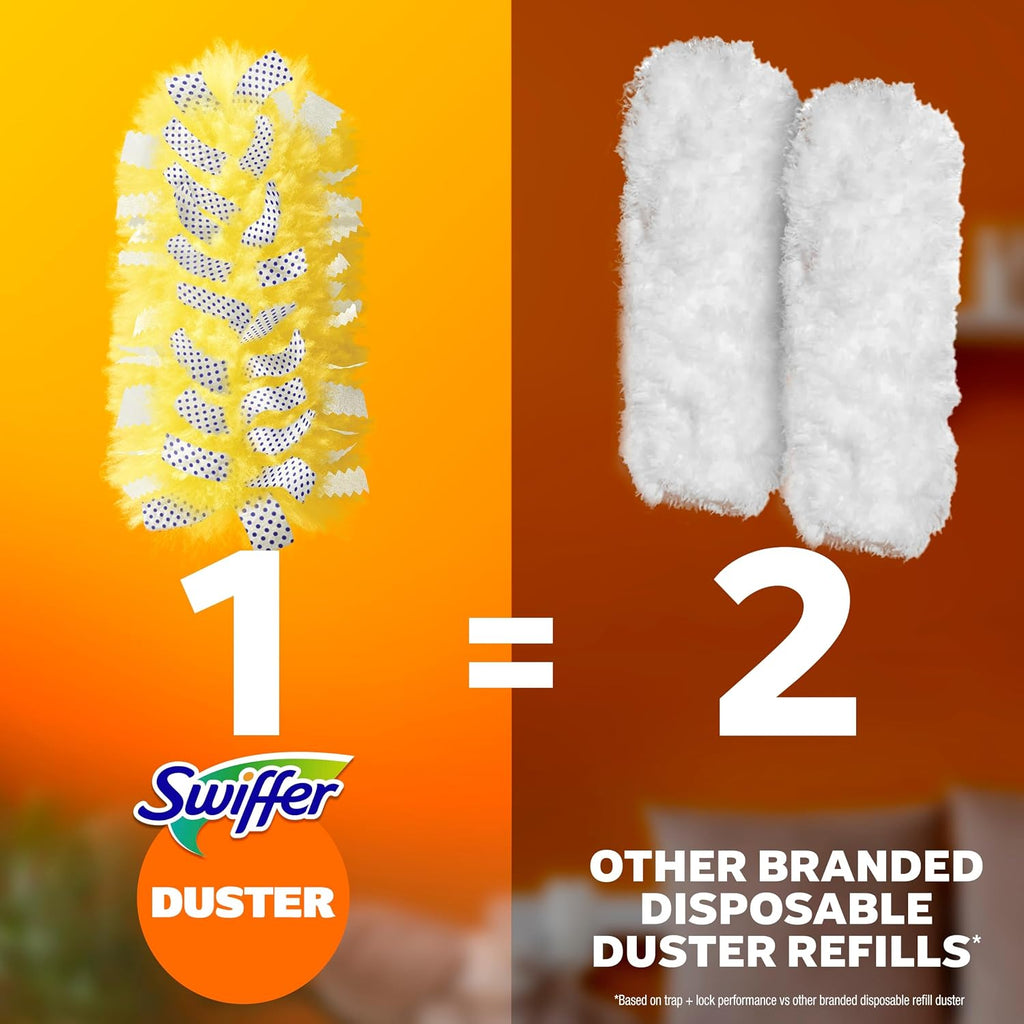 Swiffer Duster Kit with 3 ft Extendable Handle, Dusters for Cleaning, Set Includes 1 Extension Pole and 12 Heavy Duty Dusting Refills Dust Cleaner, Long Extended Wand for Ceiling Fans and Walls