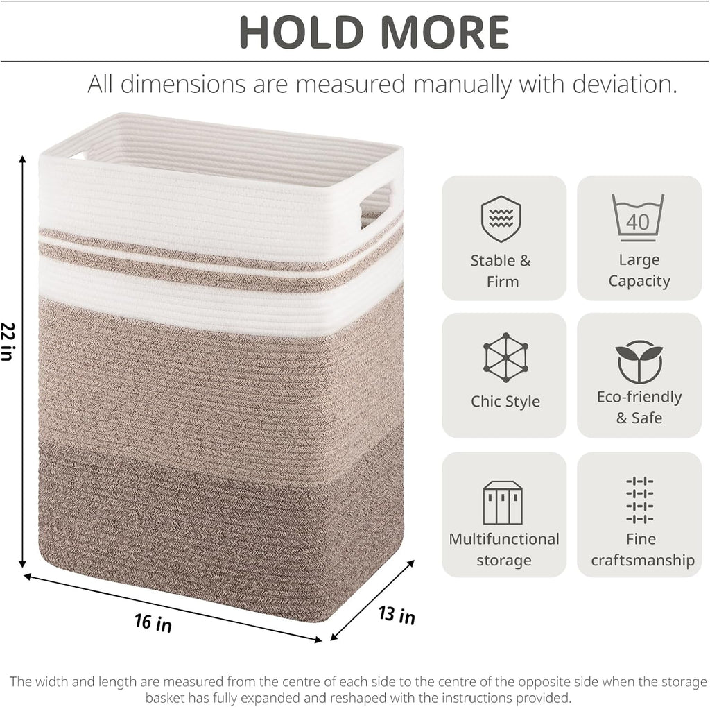 OIAHOMY Laundry Hamper Laundry Basket Cotton Rope Storage Baskets Yellow