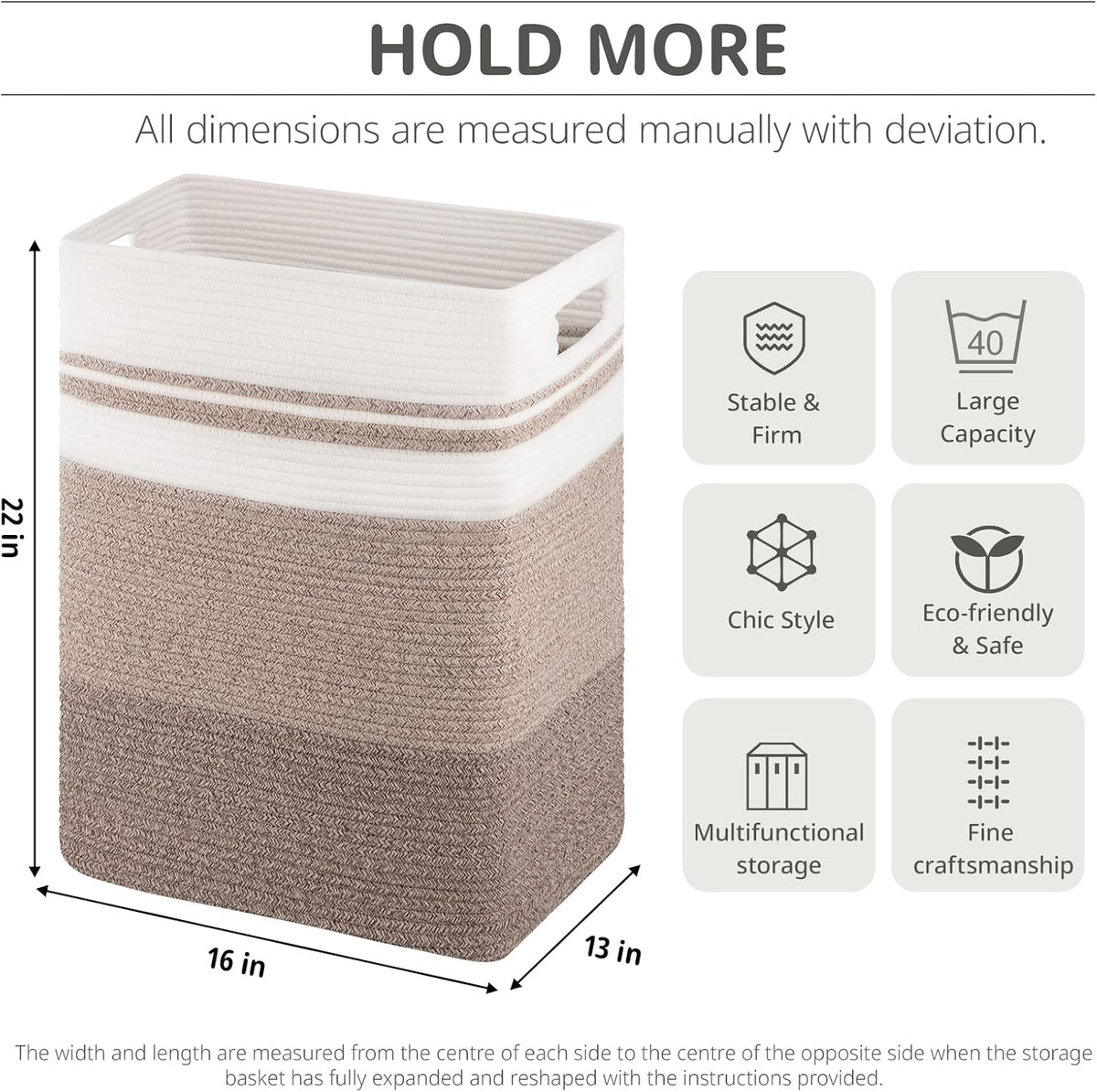 OIAHOMY Laundry Hamper Laundry Basket Cotton Rope Storage Baskets Yellow