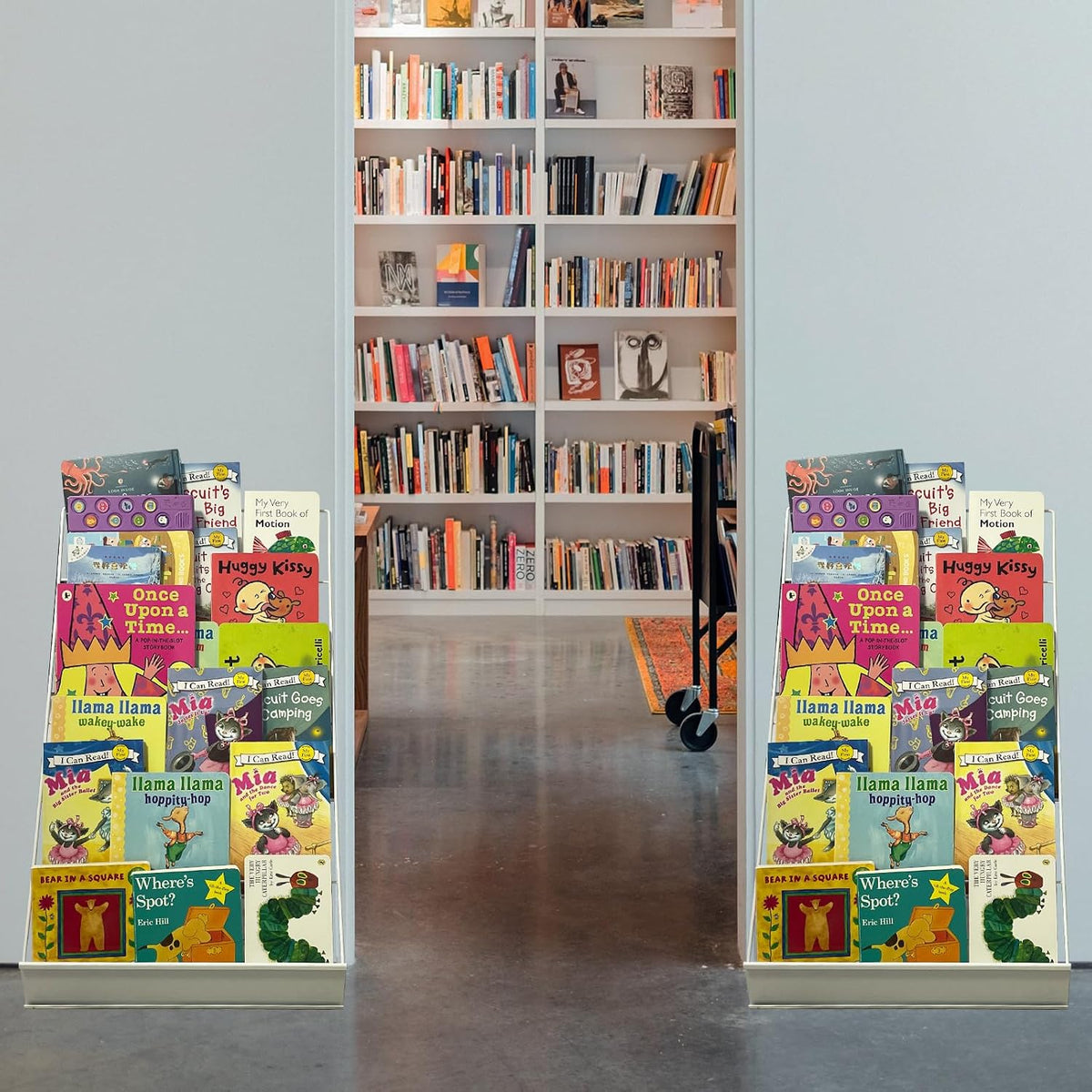 TONGMO 6-Tier Wire Book Signing Rack - Sturdy Tabletop Design - Ideal for Libraries, Classrooms, Schools - Display Literature, Magazines, Comics - Perfect for Book Signings (White-1P)