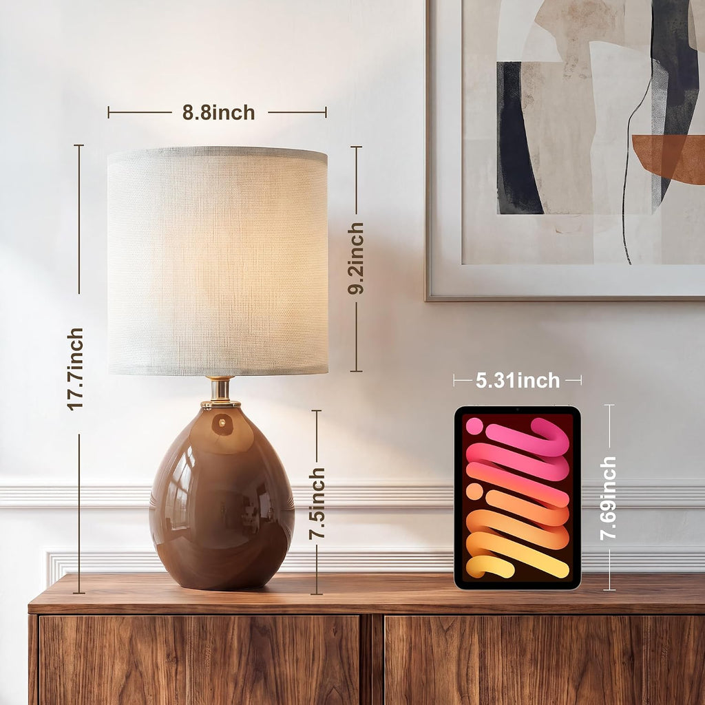 Dawnwake 17.7" Ceramic Table Lamps Set of 2 for Living Room Bedroom, Coffee