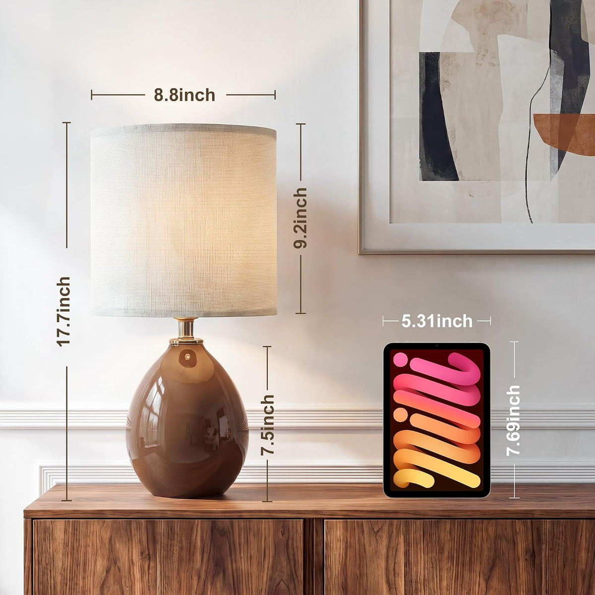 Dawnwake 17.7" Ceramic Table Lamps Set of 2 for Living Room Bedroom, Coffee