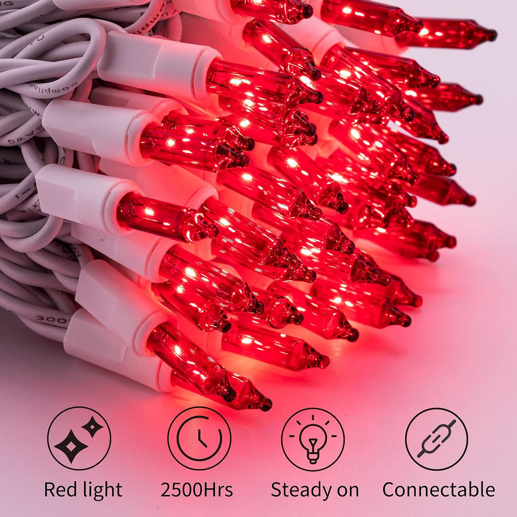 Minetom Clear Christmas Red String Lights 100 Count 20 Feet