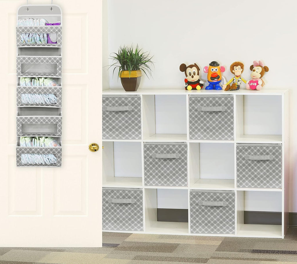 Simple Houseware 5 Clear Window Pocket Over Door Hanging Organizer, Gray