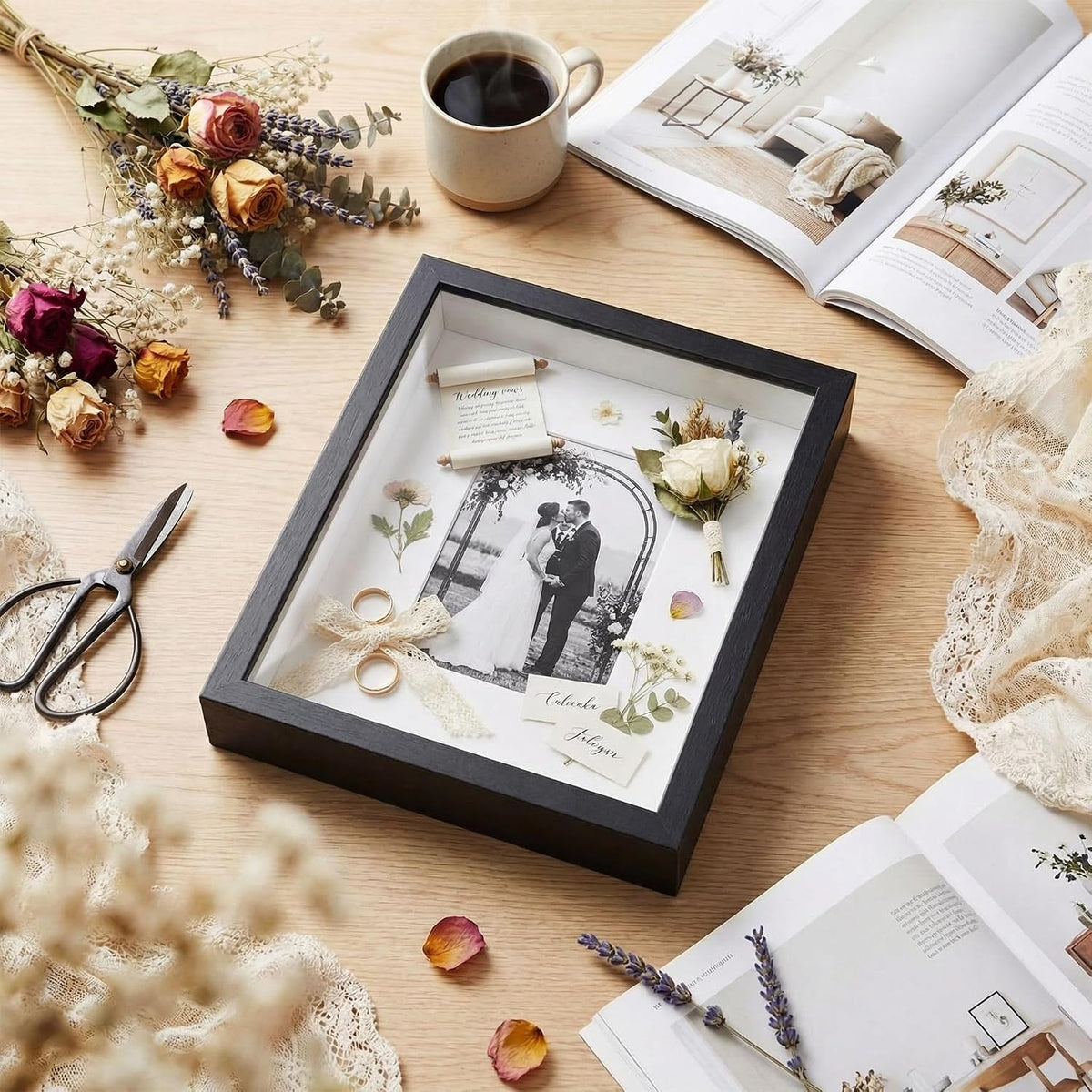 4 Pack 8x10 Shadow Box Frames, Black Display Case with Felt Back