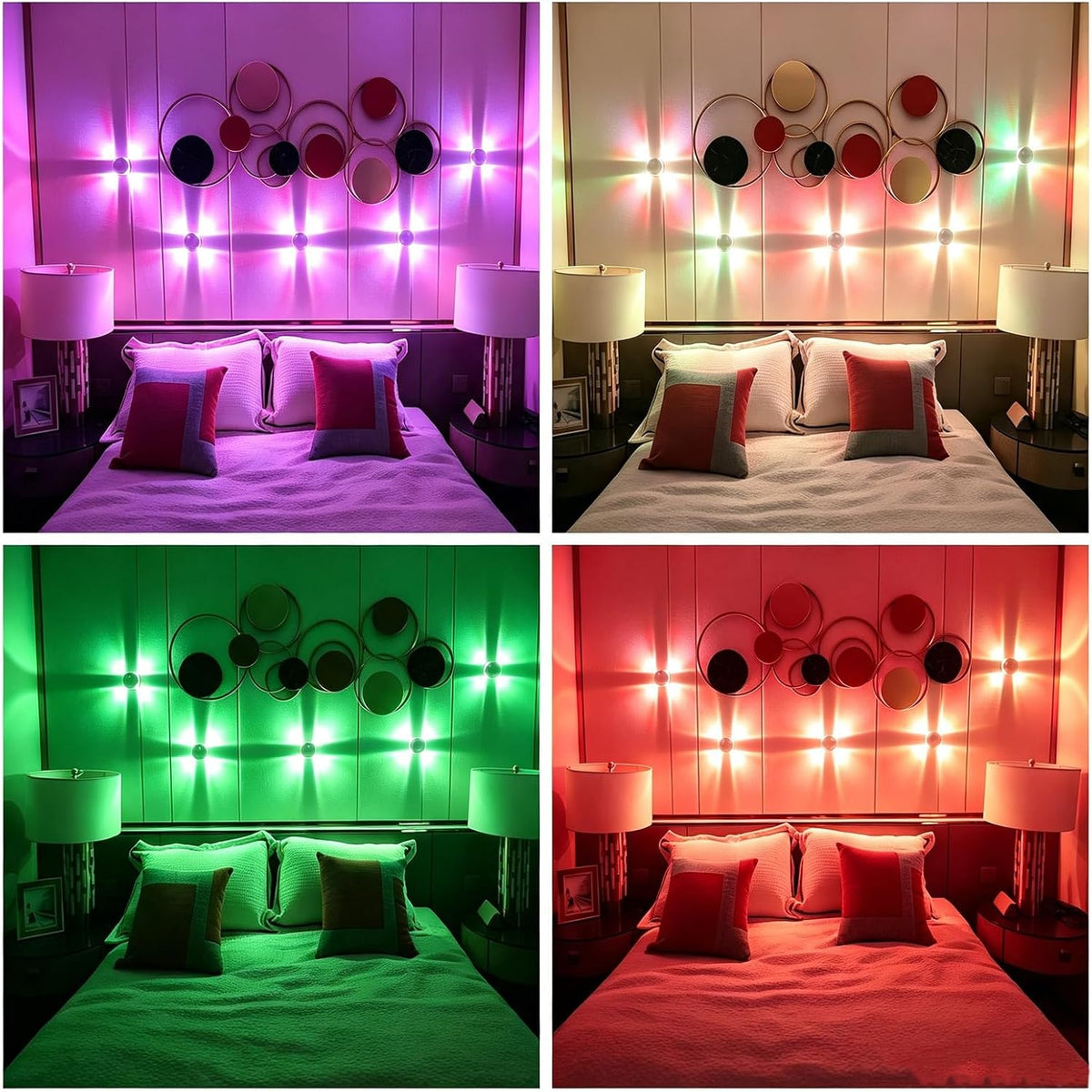Motion Sensor LED Night Lights 4 Pack, Rechargeable Wireless Stair Lights, Magnetic Installation, RGB & Touch Control, Wall Sconce for Hallway Closet Bedroom Indoor