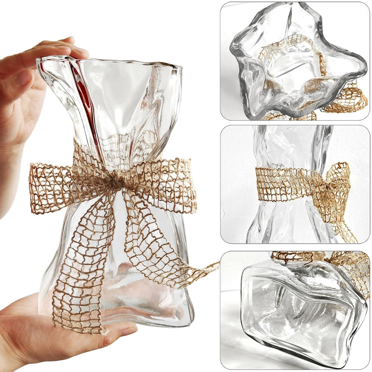 Transparent Irregular Shaped Modern Minimalist Glass Vase - Fashionable Multi-Use Home Decor for Flowers, Centerpiece, Kitchen, Office, Wedding & Holiday