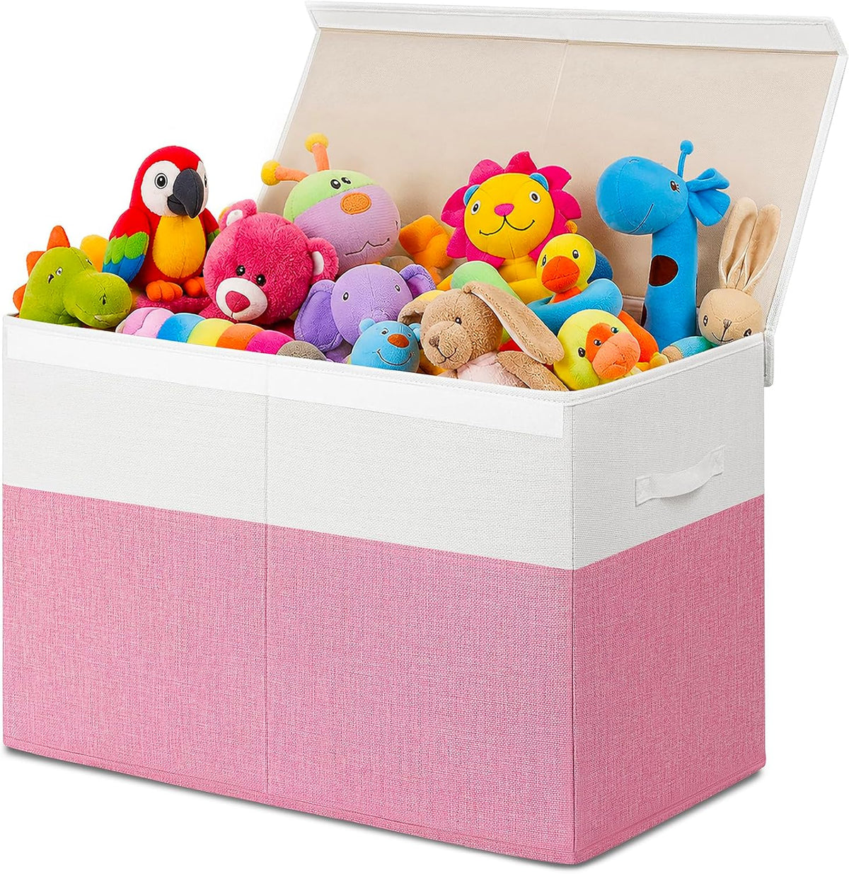 INDRESSME 85L Large Collapsible Toy Storage Box, Pink & White