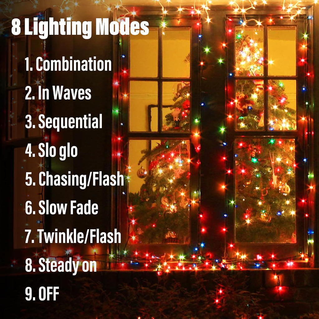 Lomotech Battery Christmas Lights - 2 Pack Total 33ft 100LEDs,Multicolor