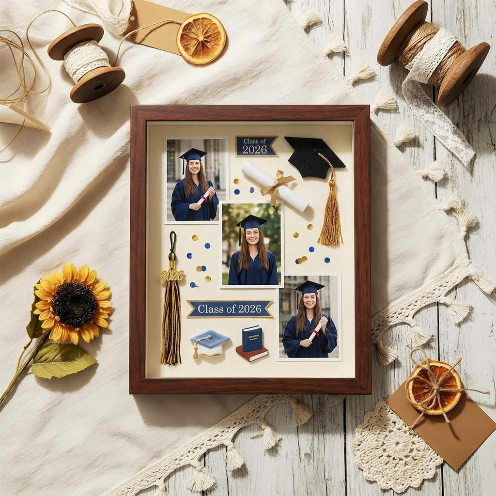 4 Pack 8x10 Shadow Box Frames, Walnut Display Case with Felt Back