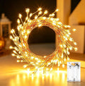 Fairy Lights Battery Operated with Timer Function, 10FT 200 LEDs Firecracker String Lights, Warm White Waterproof Gold Wire Cluster Lights for Bedroom, Wedding, Christmas, Party, Home Decor