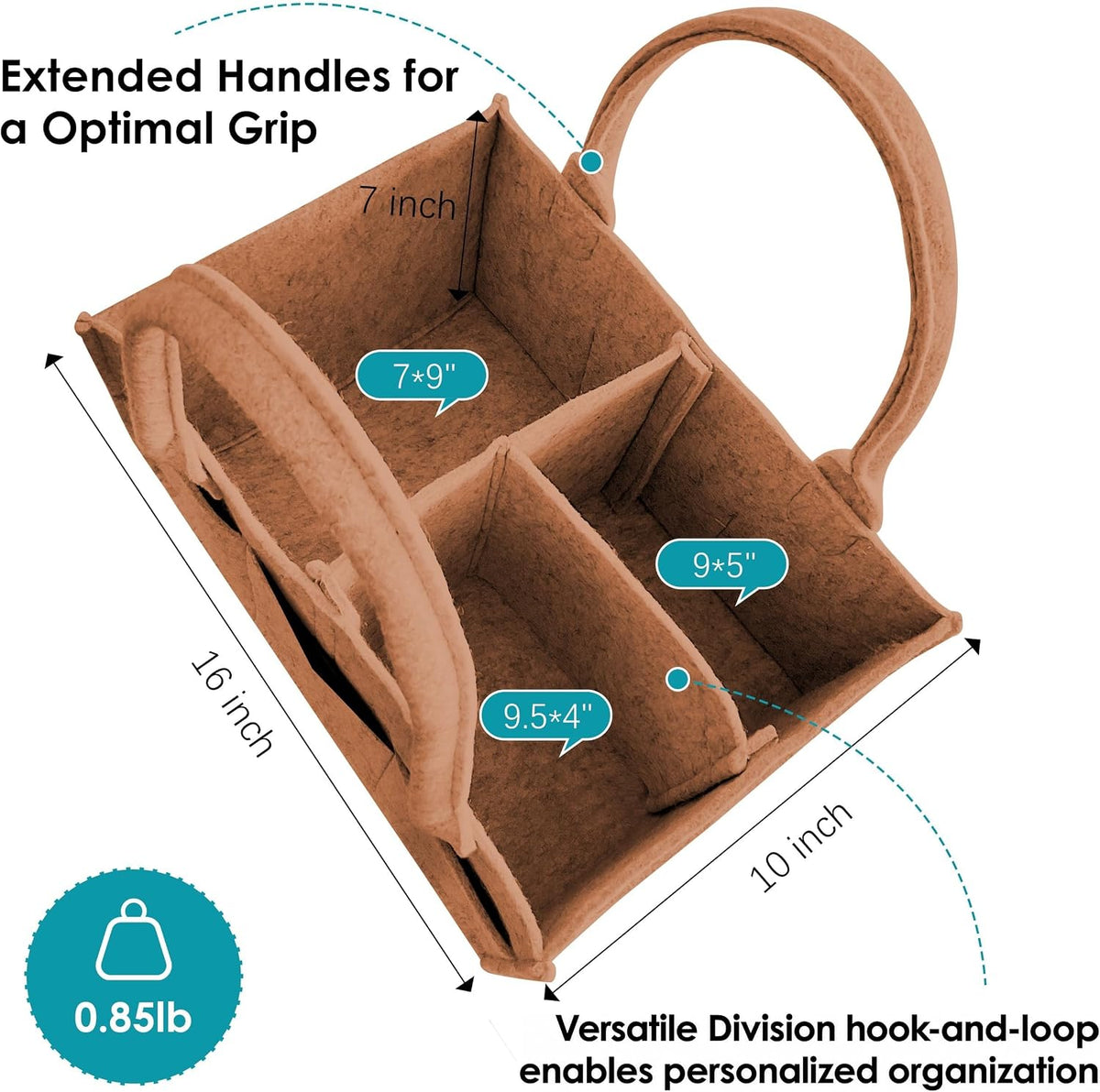 Cute Castle 2 Pack Diaper Caddy Organizer - Portable Baby Caddy Organizer with Handle, Nursery Storage Bin and Car Organizer for Girls, Boys - Baby Gift Basket - Caramel, Large