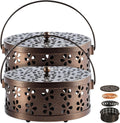 （2Pack,Bronze） Retro Portable Iron Mosquito Coil Holder with Handle Round Fireproof Incense Holder for Home Office.