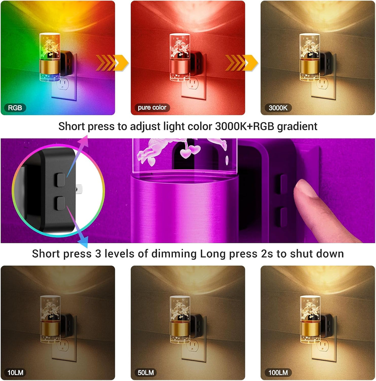 JandCase Night Lights Plug into Wall, Angel Night Light