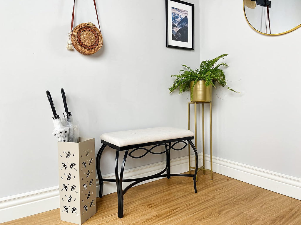 Mango Steam Metal Square Tall 19.5" Umbrella/Cane/Walking Stick/Wrapping Paper Holder, Stand, Rack Organizer (Brollies Almond)
