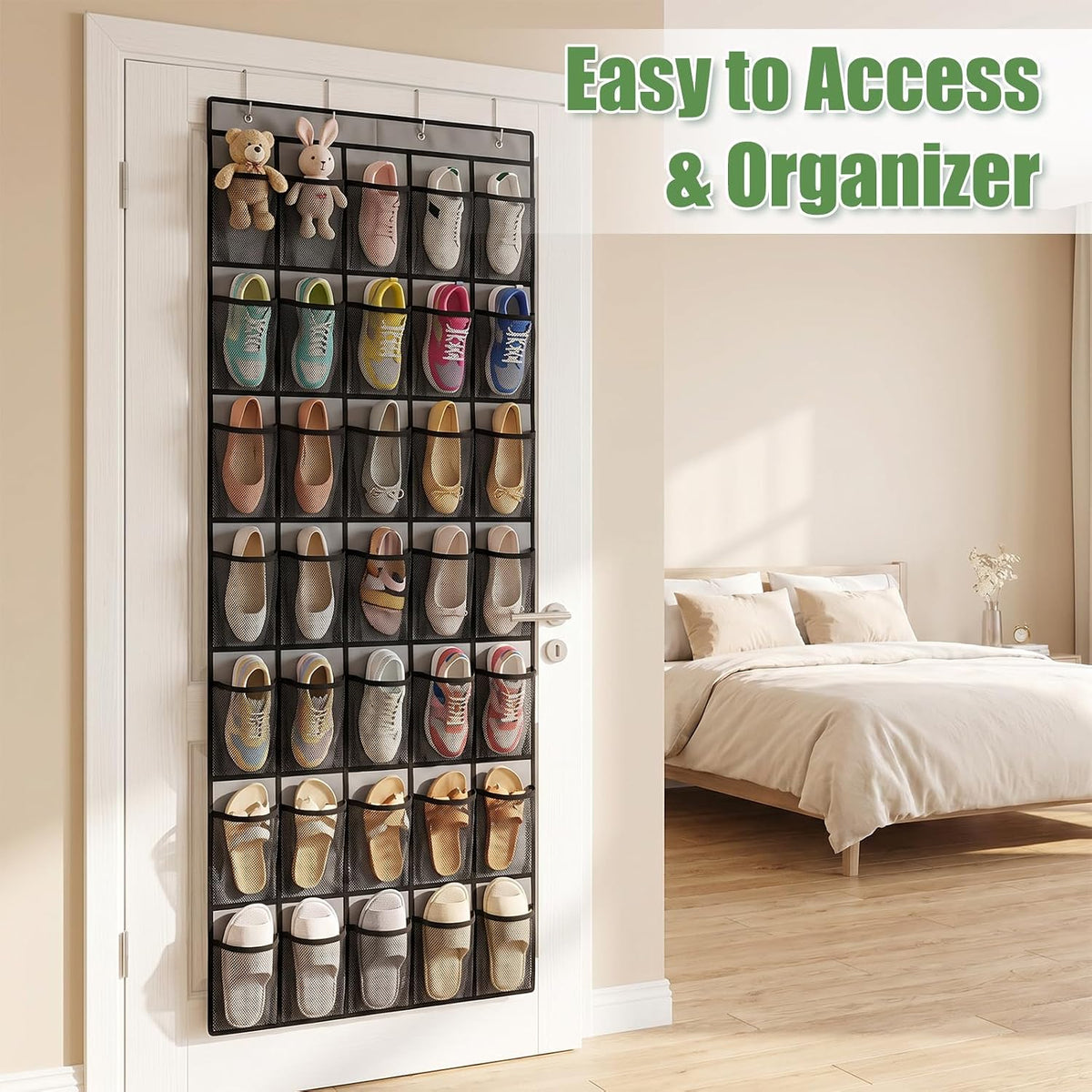 2 Pcs Over The Door Shoe Organizer, 80 Large Mesh Pocket Total