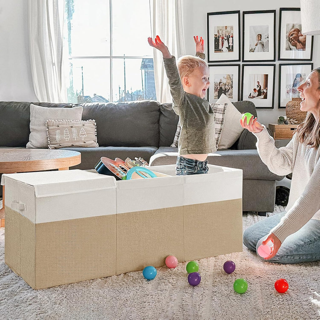 INDRESSME 185L Extra Large Toy Storage Box with Lid Collapsible Toy Chest