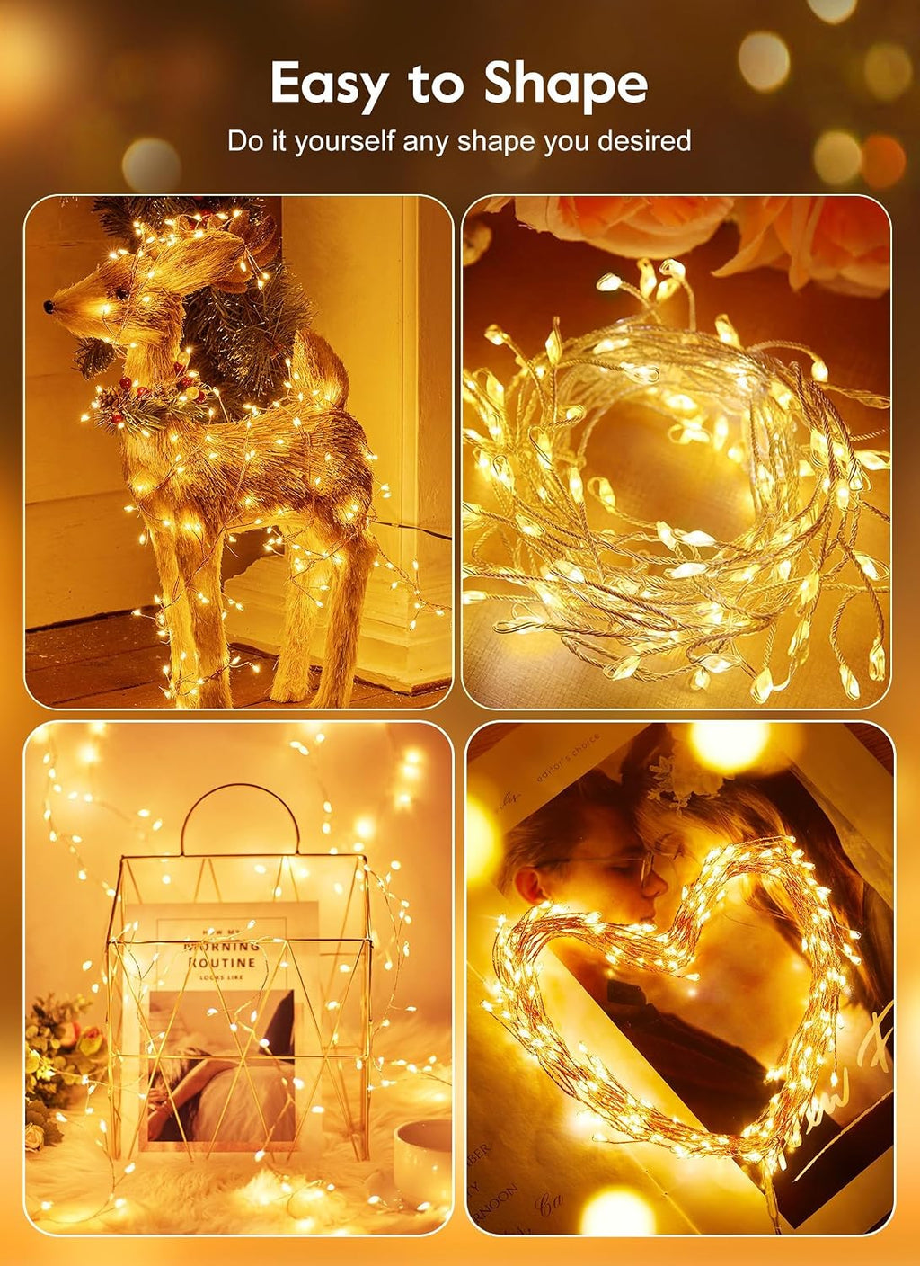 Minetom USB Firecracker Fairy Lights Plug in, 16.4FT 200 LED Warm White