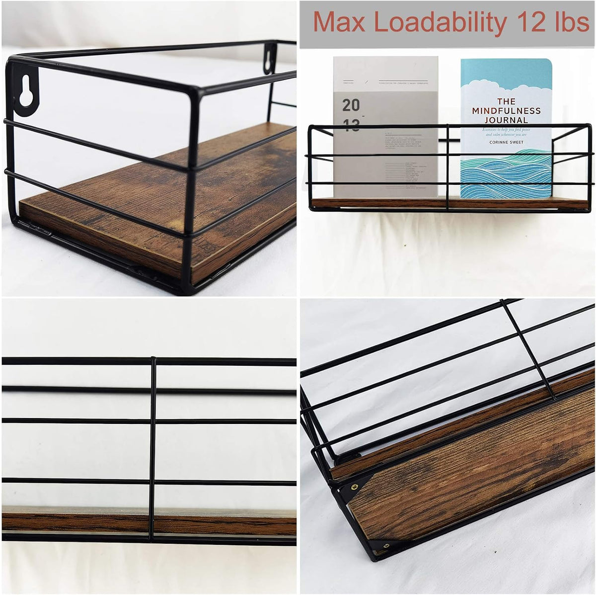 CRUGLA Floating Shelves Wall Mounted Set of 3, Hanging Storage Wall Shelf for Bathroom, Living Room, Bedroom, Kitchen Home