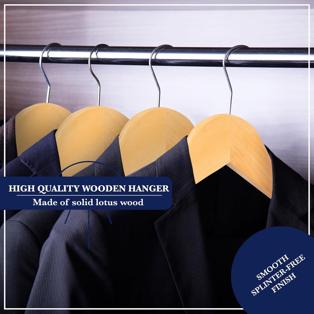 Wooden Hangers, 20 Pack, Non-Slip Velvet for Pants, Coats