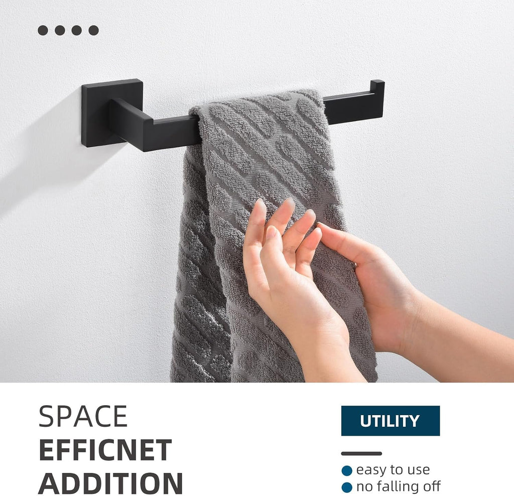 Angle Simple Bathroom Towel Holder Matte Black, 10.24-Inch Hand Towel Rack