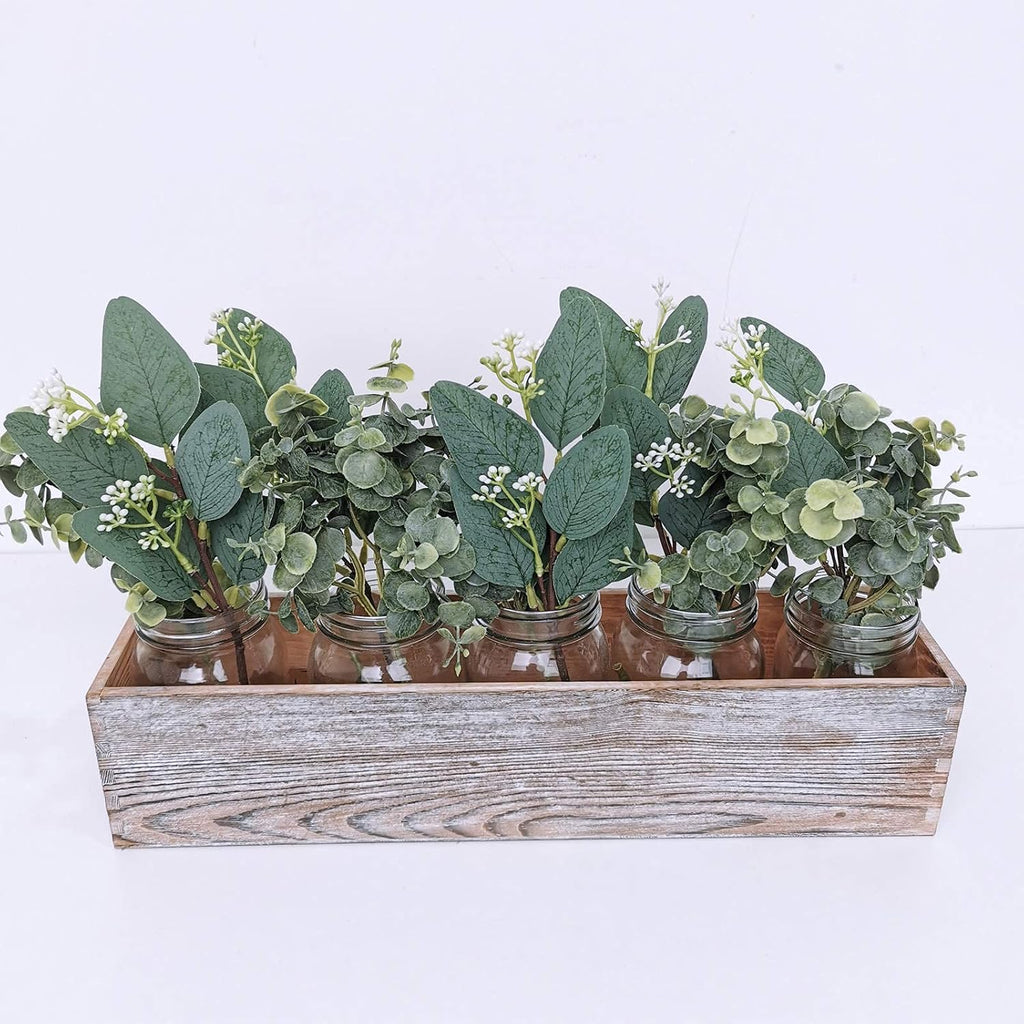 Mixed Eucalyptus Leaves Stems Bulk Artificial Eucalyptus Leaves Sprays Faux Oval Eucalyptus Leaves with White Seeds Stems for Floral Wreath Garland Bouquets Arrangement Wedding Greenery Decoration…