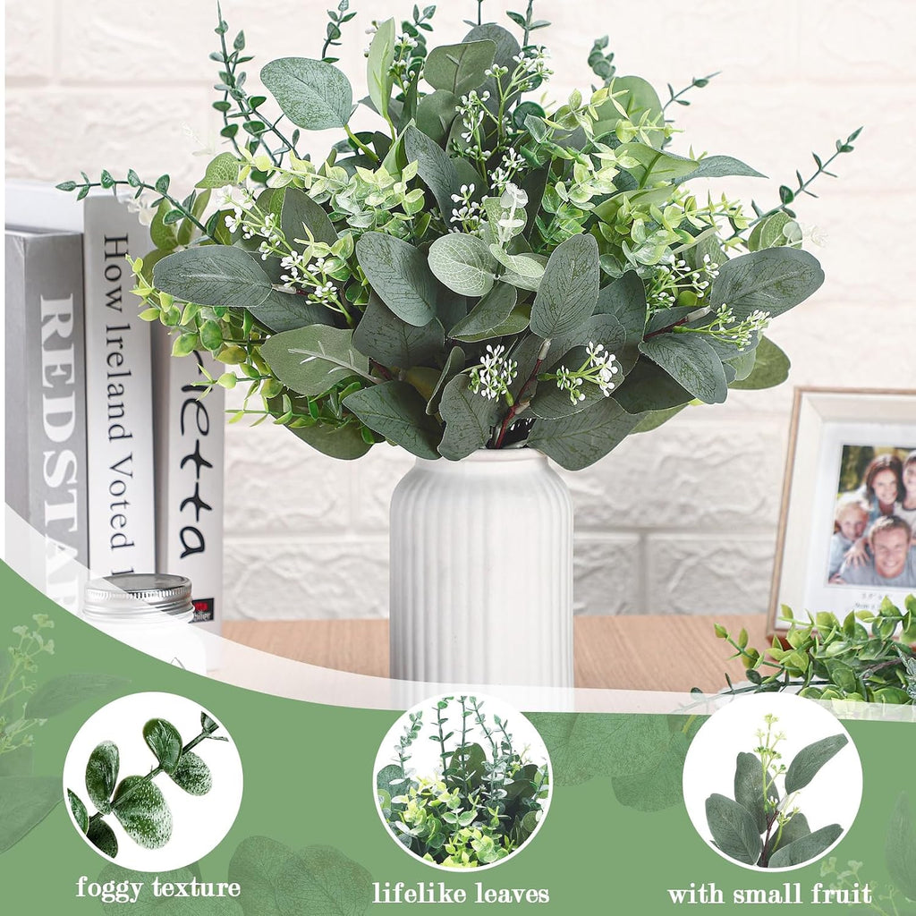 Ceenna 200 Pcs 6 Kind Mixed Eucalyptus Leaves Stem Bulk Artificial Greenery