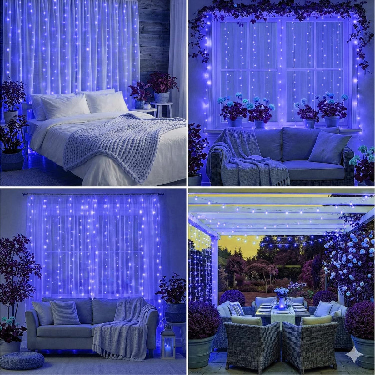 Curtain String Light, 200LED 6.6x6.6ft, Remote & 8 Modes, USB