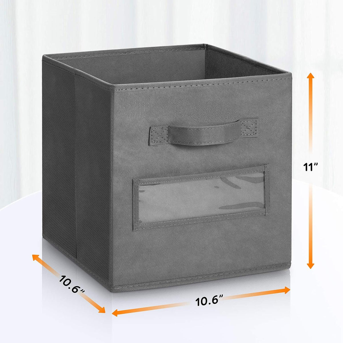 11 Inch Storage Cube,Storage bin (Set of 10) Foldable Fabric Cube Storage Bins with 10 Labels Window Cards & a Pen,Baskets Containers for Shelves,Closet Organizers Box for Home & Office,Gray