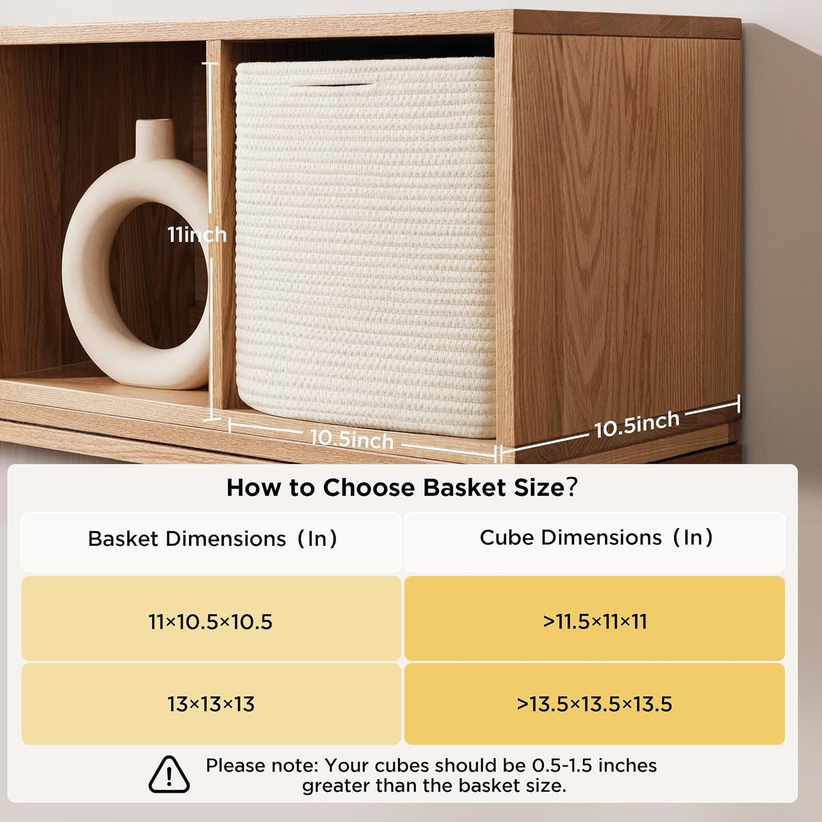 joybest 11inch Cube Storage Bins, Cotton Rope Woven Organizer Basket