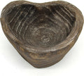 CVHOMEDECO. Primitives Solid Wood Functional and Collectible Bowl Vintage Heart Hand Carved Wooden Bowl Rustic Treenware Artworks for Serving Nuts Snacks Fruits or Accent Decor, 8.5 Inch