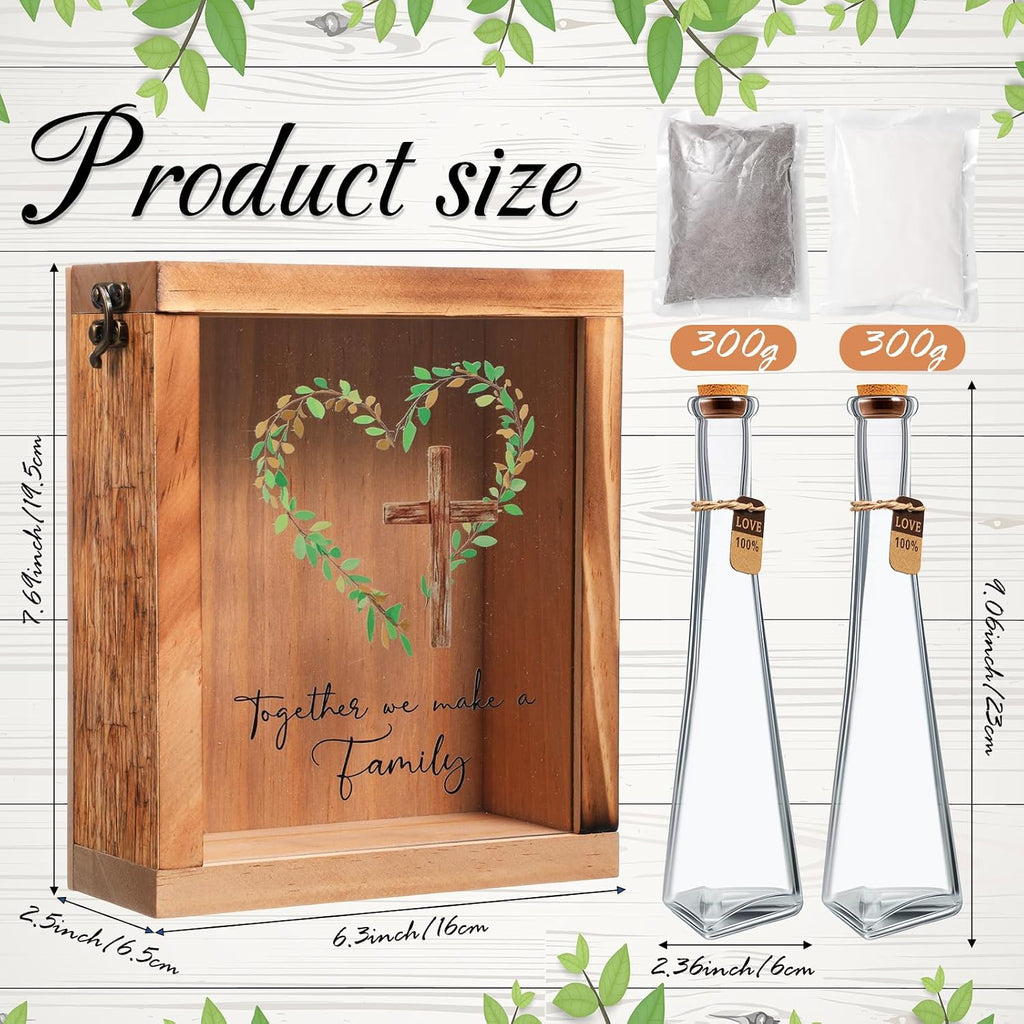 Blosssound Unity Sand Ceremony Set, Love Family Shadow Box, White Gray