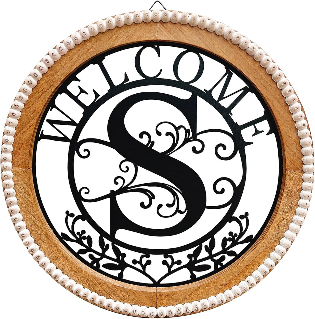 Metal&Wood Letter S Monogram Wall Art Welcome Sign Initial, Home Decor