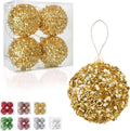 4.25" Christmas Ball Ornaments, 4pc Set Gold Shatterproof Christmas Decorations Tree Balls for Xmas Trees Wedding Party Holiday Decorations (Gold)