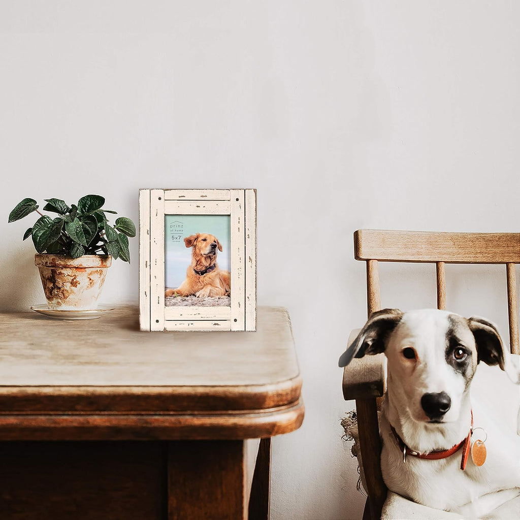 Prinz Homestead 5x7 Antique White Picture Frame, Distressed Finish