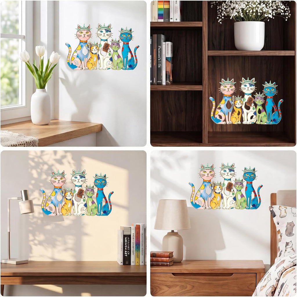 UAPRPG Cat Metal Wall Art, Colorful Iron Hanging Decor, Home Ornament, Gift