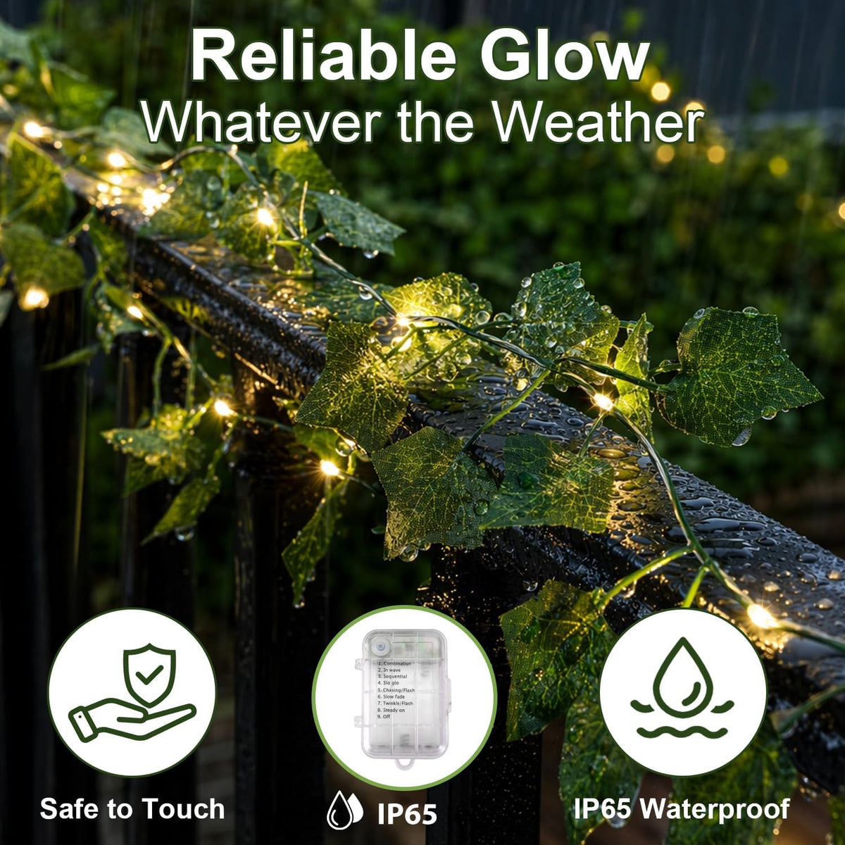 40ft 120 LED Vine Fairy Lights Battery Operated, 8 Modes & Timer Ivy String Lights with Remote, Green Leaf Lights for Indoor Bedroom Classroom Office Wall Garden Party Wedding Decor (Warm White)