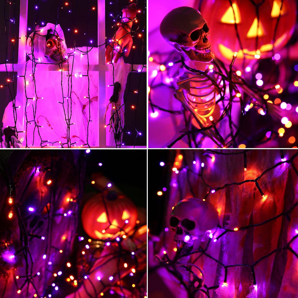 Orange and Purple Halloween Lights, 82ft 200 LED Halloween String Lights