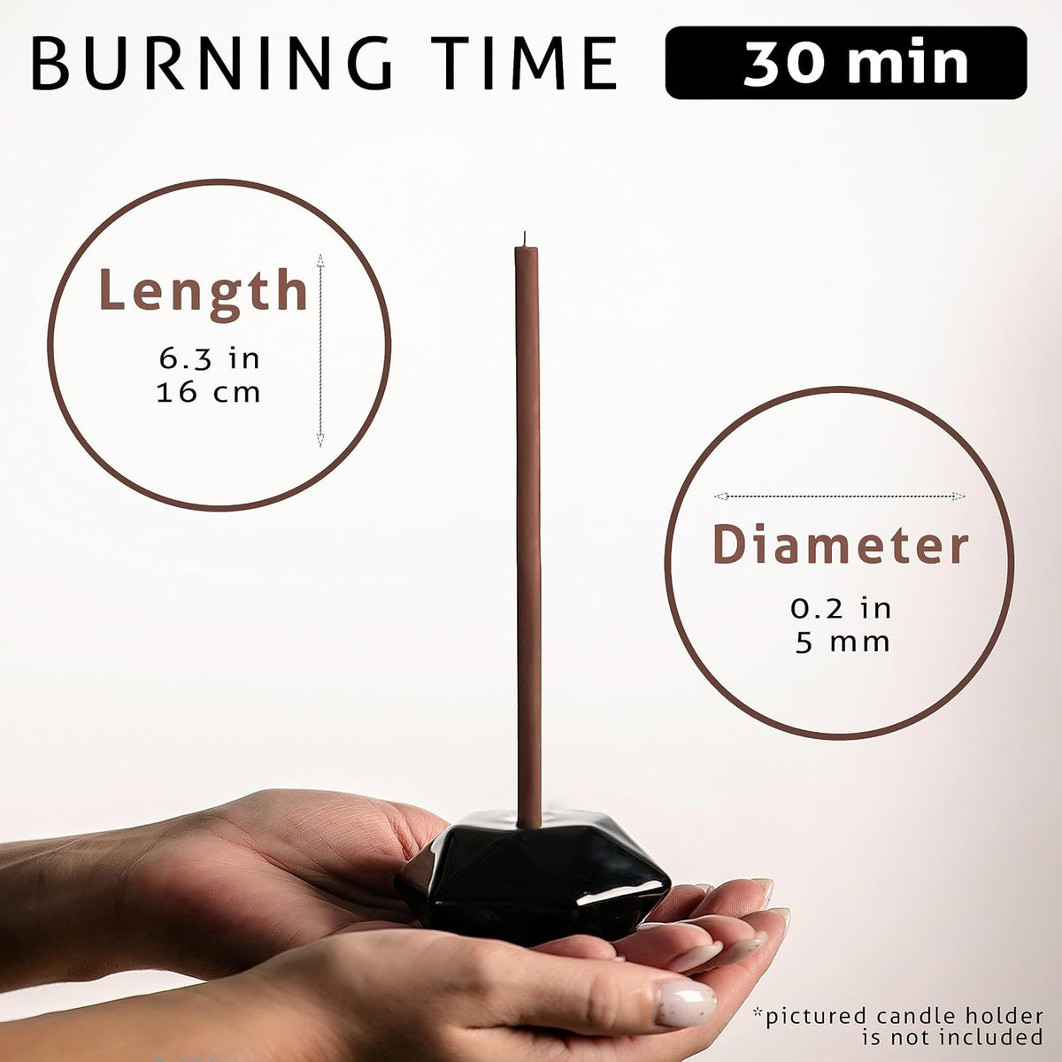 Danilovo Thin Taper Beeswax Candles - No-Drip, Smoke-Less, Tall, Decorative, Honey Scented Candles Ideal for Church Prayer, Rituals, Decor or Birthday – 6.3”x0.2” (Brown, 100pcs)