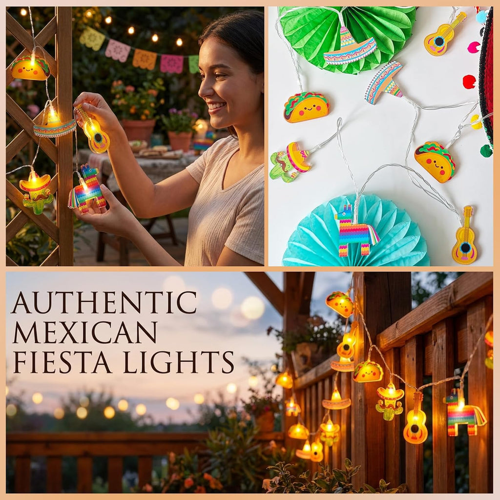 Cinco De Mayo Decorations String Lights, 20Led Battery Operated with Timer