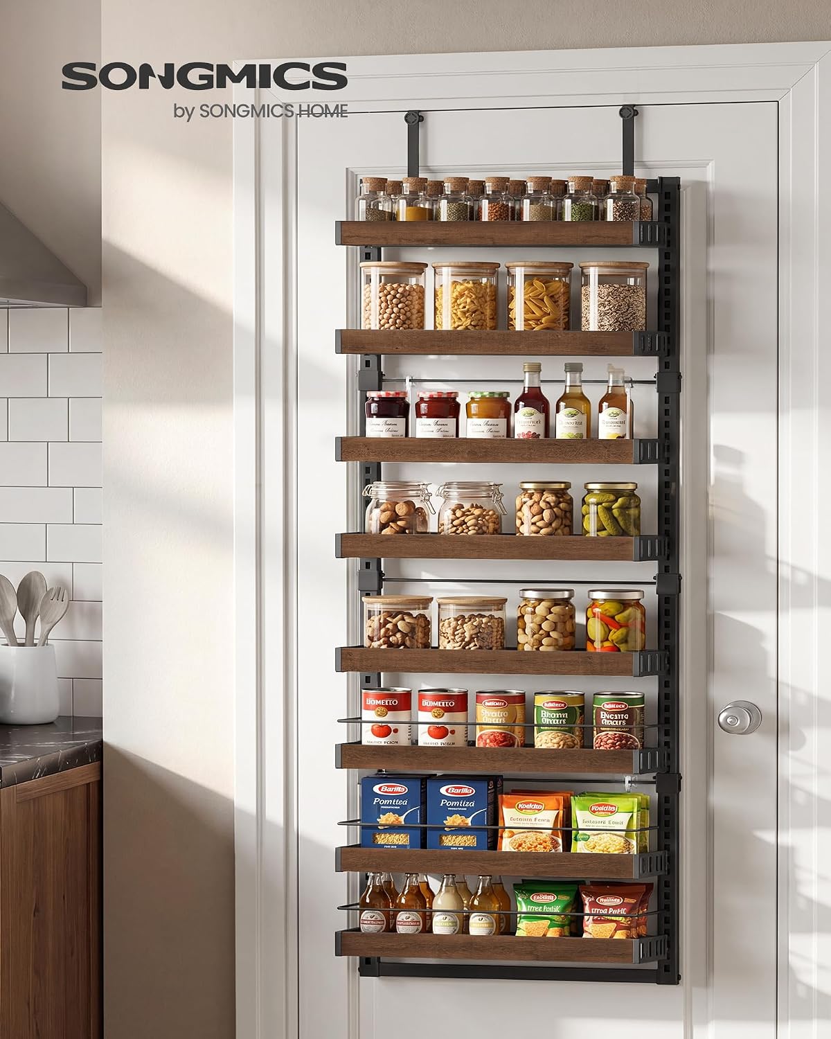 SONGMICS 8-Tier Over the Door Pantry Organizer, Adjustable Spice Rack