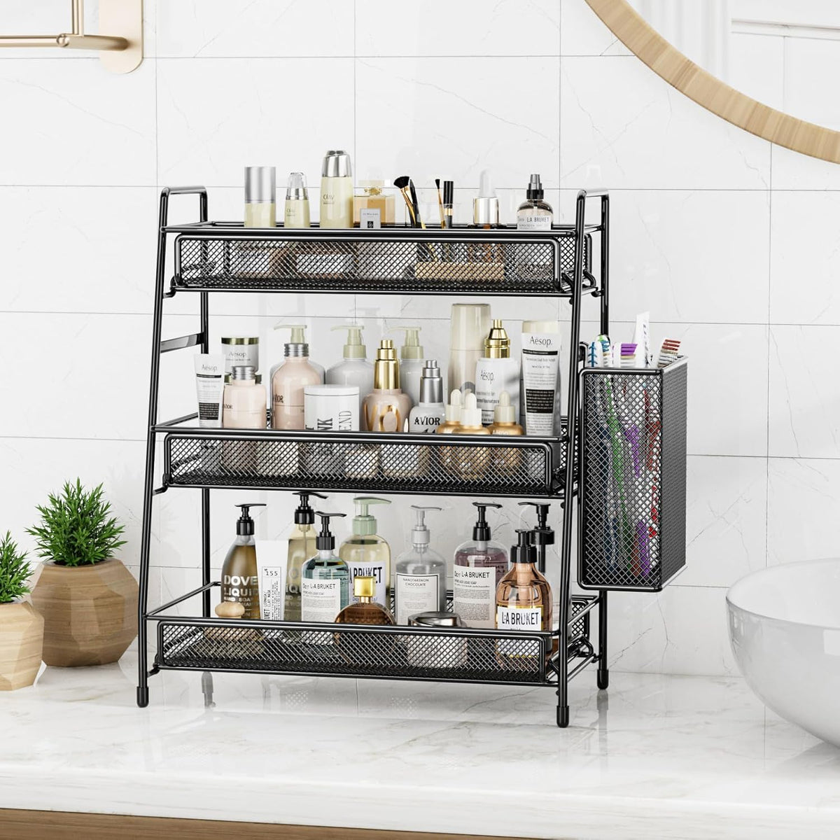 EKNITEY Bathroom Countertop Organizer Shelf - 3 Tier Counter Spice Rack
