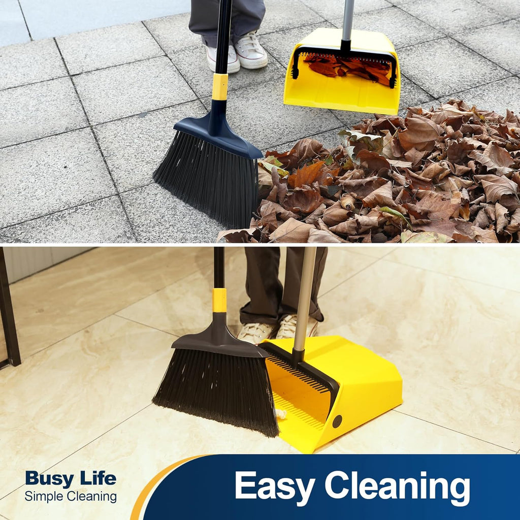 Yocada Large Commercial Dustpan with Comb, Upright Heavy Duty Dust Pan