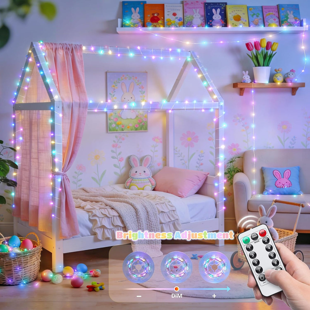JMEXSUSS 100 LED Easter Fairy Lights Indoor Pastel Christmas Lights USB