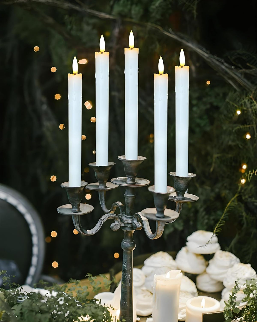 Gmnee 9.6" Taper Rechargeable Candles with Remote and Timer, White
