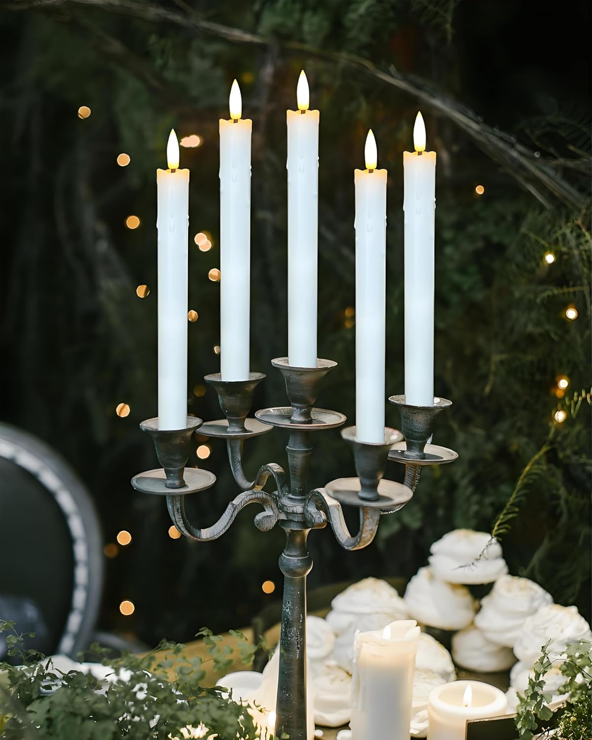 Gmnee 9.6" Taper Rechargeable Candles with Remote and Timer, White